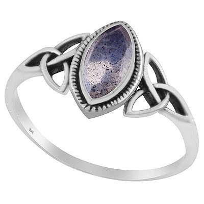 Alluring Celtic Knot Around Labradorite Marquise Shape 925 Sterling Solid Silver Ring - R1002370-6