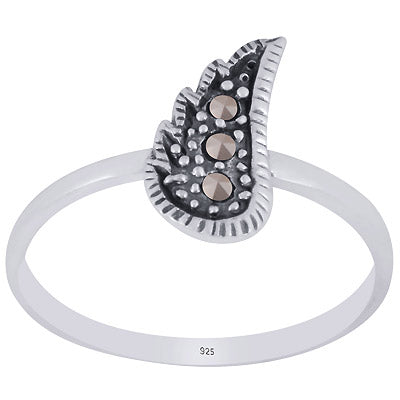 Alluring Motif Around Marcasite Round Shape 925 Sterling Solid Silver Ring - R1002377-1