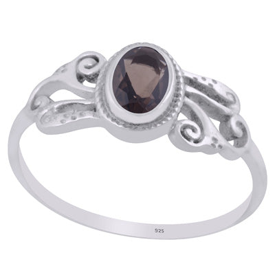 Beautiful Handcrafted Work Around Smoky Topaz Oval Shape 925 Sterling Solid Silver Ring - R1002414-7