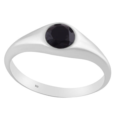 Stunning Gemstone Black Onyx Round Shape 925 Sterling Solid Silver Ring - R1002443-12