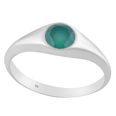 Stunning Gemstone Green Onyx Round Shape 925 Sterling Solid Silver Ring - R1002443-14