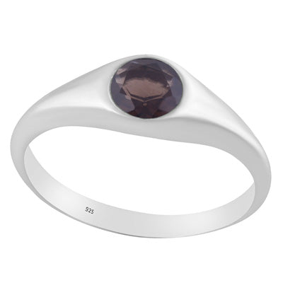 Stunning Gemstone Smoky Topaz Round Shape 925 Sterling Solid Silver Ring - R1002443-9
