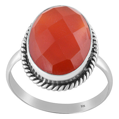 Authentic Wire Work Around Carnelian Oval Shape 925 Sterling Solid Silver Ring - R1002447-6