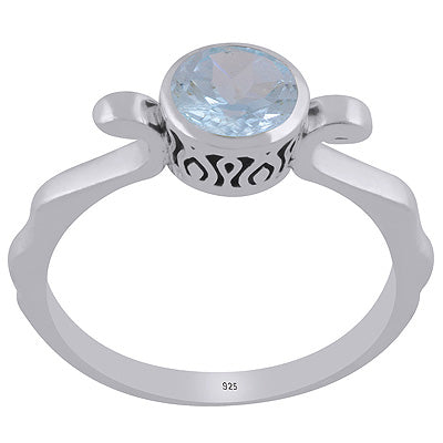 Gorgeous Designed Quality Around Blue Topaz Round Shape 925 Sterling Solid Silver Ring - R1002458-14
