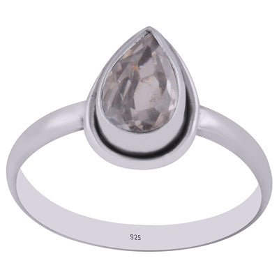 Stunning Beautiful White Cubic Zirconia Pear Shape 925 Sterling Solid Silver Ring - R1002482-13