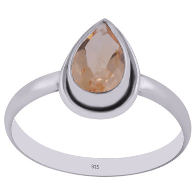 Stunning Beautiful Citrine Pear Shape 925 Sterling Solid Silver Ring - R1002482-4