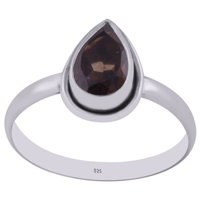 Stunning Beautiful Smoky Topaz Pear Shape 925 Sterling Solid Silver Ring - R1002482-7