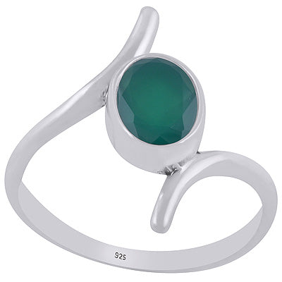 Gorgeous Cut Work Around Green Onyx Oval Shape 925 Sterling Solid Silver Ring - R1002485-10