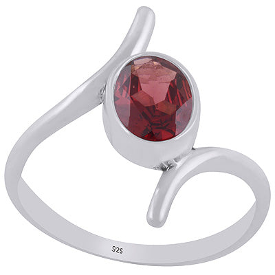 Gorgeous Cut Work Around Garnet Oval Shape 925 Sterling Solid Silver Ring - R1002485-2