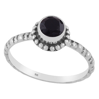 Gorgeous Rawa Around Black Onyx Round Shape 925 Sterling Solid Silver Ring - R1002497-12