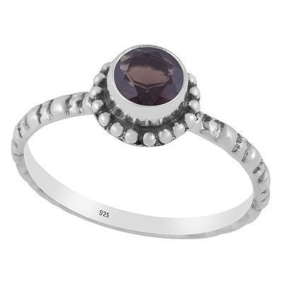 Gorgeous Rawa Around Smoky Topaz Round Shape 925 Sterling Solid Silver Ring - R1002497-7