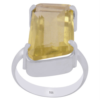 Beautiful Prong Seated Gemstone Lemon Topaz Fancy Shape 925 Sterling Solid Silver Ring - R1002507-22