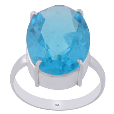 Beautiful Prong Seated Gemstone Cubic Zirconia Oval Shape 925 Sterling Solid Silver Ring - R1002507-26