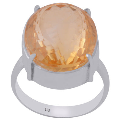 Beautiful Prong Seated Gemstone Citrine Oval Shape 925 Sterling Solid Silver Ring - R1002507-3