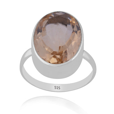 Plain Collet Natural Citrine Oval Shape 925 Sterling Solid Silver Ring - R1002516-8