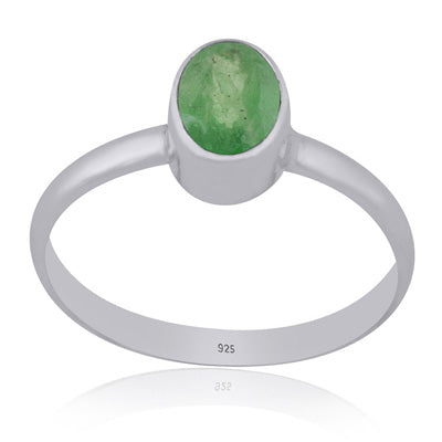 Plain Collet Natural Tsavorite Oval Shape 925 Sterling Solid Silver Ring - R1002519-5