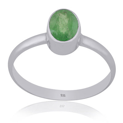 Plain Collet Natural Tsavorite Oval Shape 925 Sterling Solid Silver Ring - R1002519-6