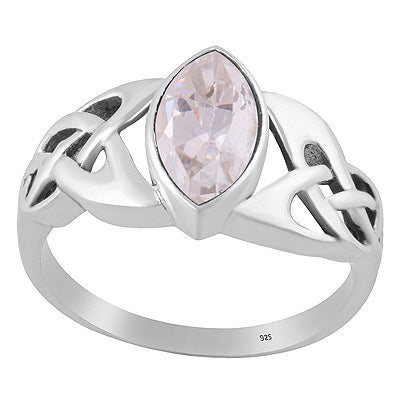 Gorgeous Celtic knot White Cubic Zirconia Marquise Shape 925 Sterling Solid Silver Ring - R1002520-13