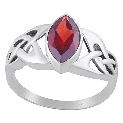 Gorgeous Celtic knot Garnet Marquise Shape 925 Sterling Solid Silver Ring - R1002520-2
