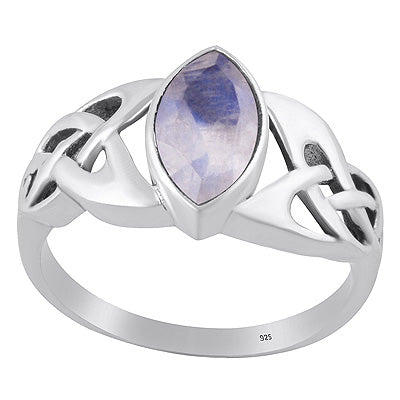 Gorgeous Celtic knot Rainbow Moonstone Marquise Shape 925 Sterling Solid Silver Ring - R1002520-5