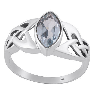 Gorgeous Celtic knot Blue Topaz Marquise Shape 925 Sterling Solid Silver Ring - R1002520-8
