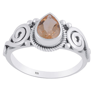 Stunning Rawa And Quail Design Citrine Round Shape 925 Sterling Solid Silver Rings - R1002525-4