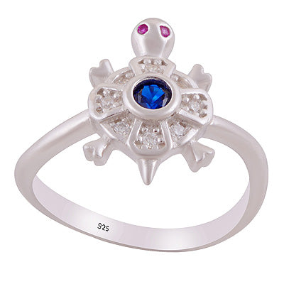 Alluring Turtle Cz Gemstone Studded Around Cubic Zirconia Round Shape 925 Sterling Solid Silver Ring - R1002527-13