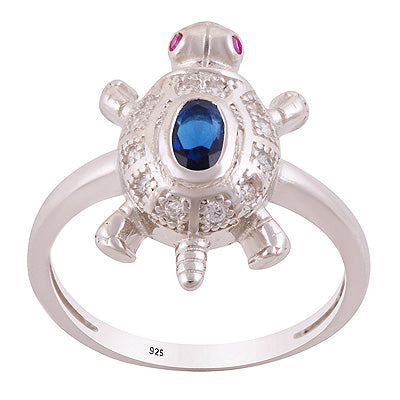 Alluring Turtle Cz Gemstone Studded Around Cubic Zirconia Oval,Round Shape 925 Sterling Solid Silver Ring - R1002527-3