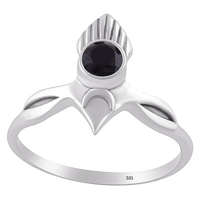 Alluring Pattern Handcrafted Around Black Onyx Round Shape 925 Sterling Solid Silver Ring - R1002552-12