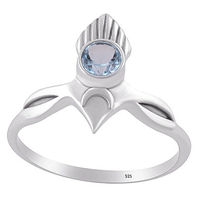 Alluring Pattern Handcrafted Around Blue Topaz Round Shape 925 Sterling Solid Silver Ring - R1002552-8