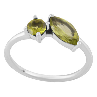 Gorgeous Multiple Gemstones Peridot Marquise,Round Shape 925 Sterling Solid Silver Ring - R1002555-3