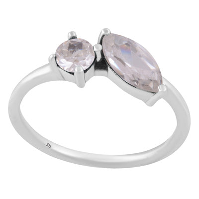 Gorgeous Multiple Gemstones White Cubic Zirconia Marquise,Round Shape 925 Sterling Solid Silver Ring - R1002555-9
