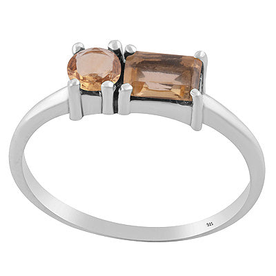 Beautiful Multishaped Gemstone Citrine Rectangle,Round Shape 925 Sterling Solid Silver Ring - R1002558-4