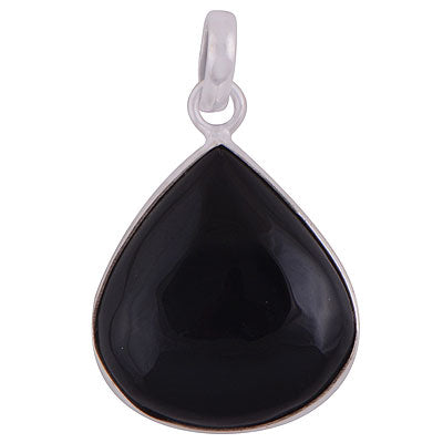 Stunning Gemstone Black Onyx Pear Shape 925 Sterling Solid Silver Pendant - R100317-22