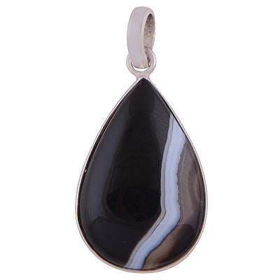 Striped Onyx 925 Sterling Silver Pendant - R100319-7
