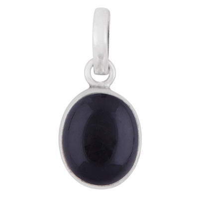 Gorgeous Plain Black Onyx Oval Shape 925 Sterling Solid Silver Pendant - R100453-54