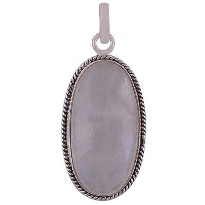 Beautiful Wire Work Around Rainbow Moonstone Oval Shape 925 Sterling Solid Silver Pendant - R100611-201