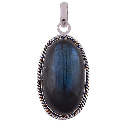 Beautiful Wire Work Around Labradorite Oval Shape 925 Sterling Solid Silver Pendant - R100619-161