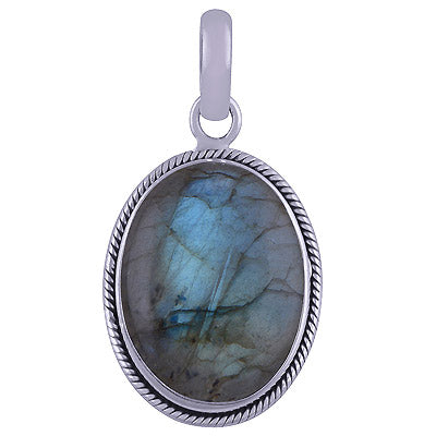 Beautiful Wire Work Around Labradorite Oval Shape 925 Sterling Solid Silver Pendant - R100619-185