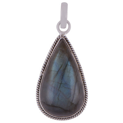 Beautiful Wire Work Around Labradorite Pear Shape 925 Sterling Solid Silver Pendant - R100619-192
