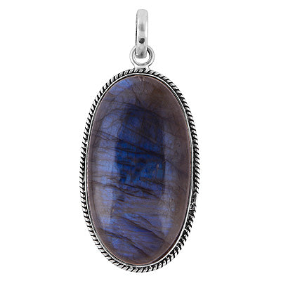 Beautiful Wire Work Around Labradorite Oval Shape 925 Sterling Solid Silver Pendant - R100619-193