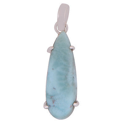 Gorgeous Prong Setting Around Larimar Pear Shape 925 Sterling Solid Silver Pendant - R100627-35