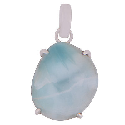 Gorgeous Prong Setting Around Larimar Fancy Shape 925 Sterling Solid Silver Pendant - R100627-46