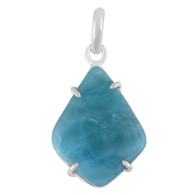 Gorgeous Prong Setting Around Larimar Fancy Shape 925 Sterling Solid Silver Pendant - R100627-63