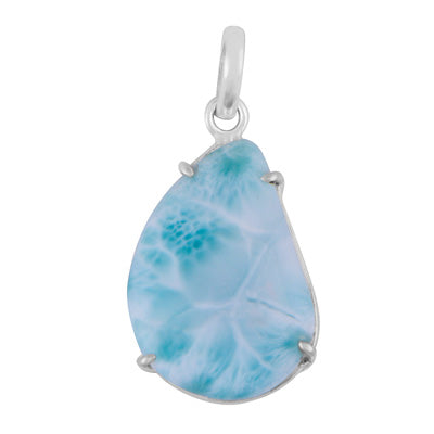 Gorgeous Prong Setting Around Larimar Fancy Shape 925 Sterling Solid Silver Pendant - R100627-66