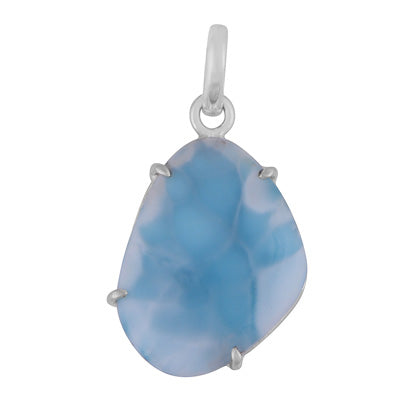 Gorgeous Prong Setting Around Larimar Fancy Shape 925 Sterling Solid Silver Pendant - R100627-67