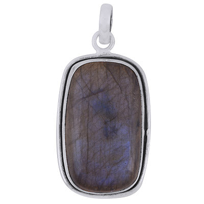 Gorgeous Plain Labradorite Rectangle Shape 925 Sterling Solid Silver Pendant - R100643-146