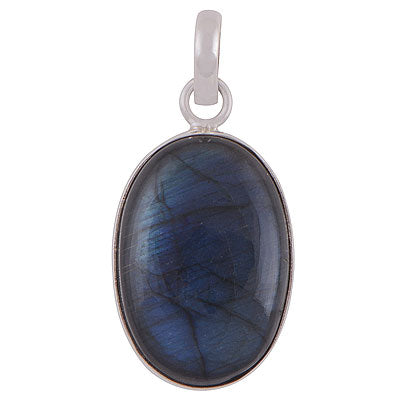Stunning Gemstone Labradorite Oval Shape 925 Sterling Solid Silver Pendant - R100667-23