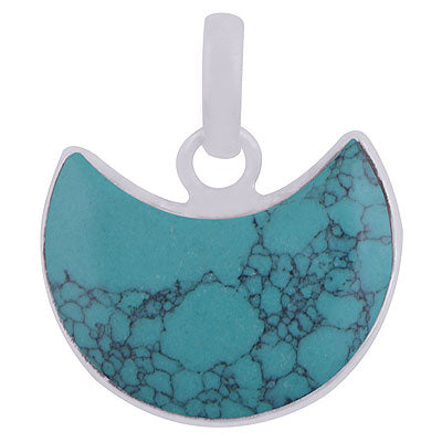 Beautiful Crescent Gemstone Turquoise Moon Shape 925 Sterling Solid Silver Pendant - R100670-3