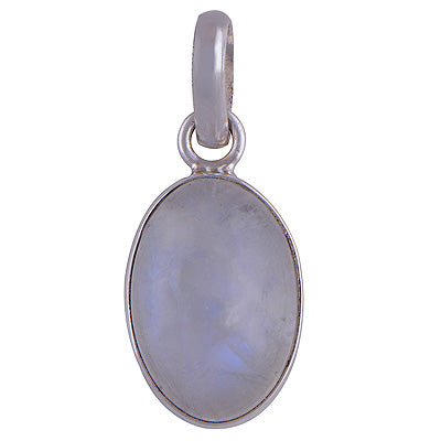 Gorgeous Plain Rainbow Moonstone Oval Shape 925 Sterling Solid Silver Pendant - R100858-134